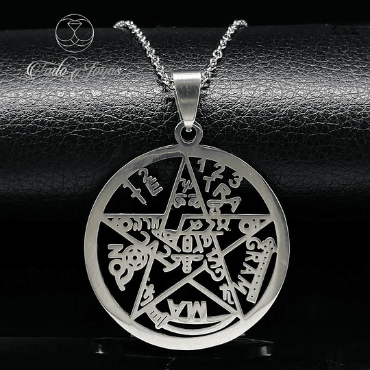 Colgante Tetragramaton Pentagono Acero Con Cadena