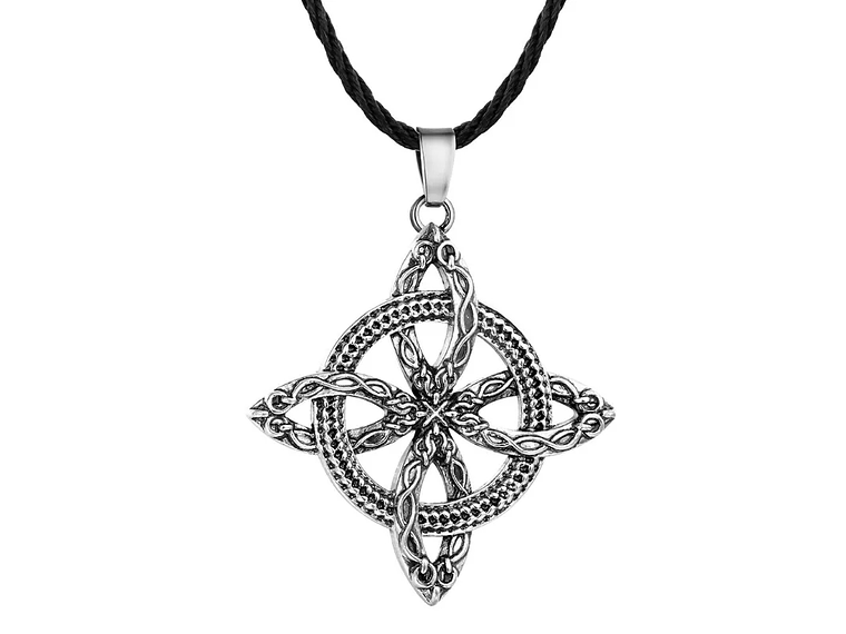 Collar Colgante Nudo De Bruja Nordica Plateado 1