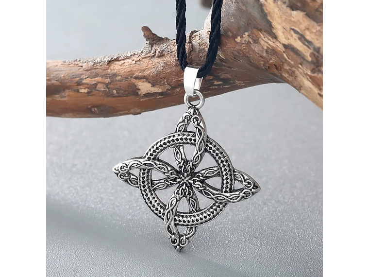 Collar Colgante Nudo De Bruja Nordica Plateado 6