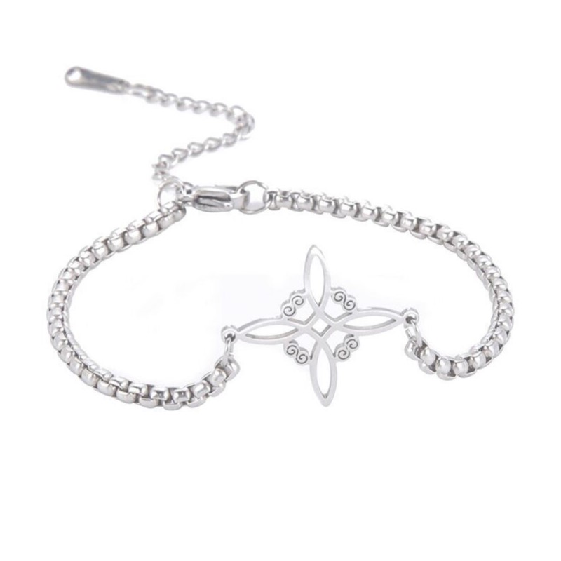 Pulsera Nudo de Bruja Celta Plateada Acero