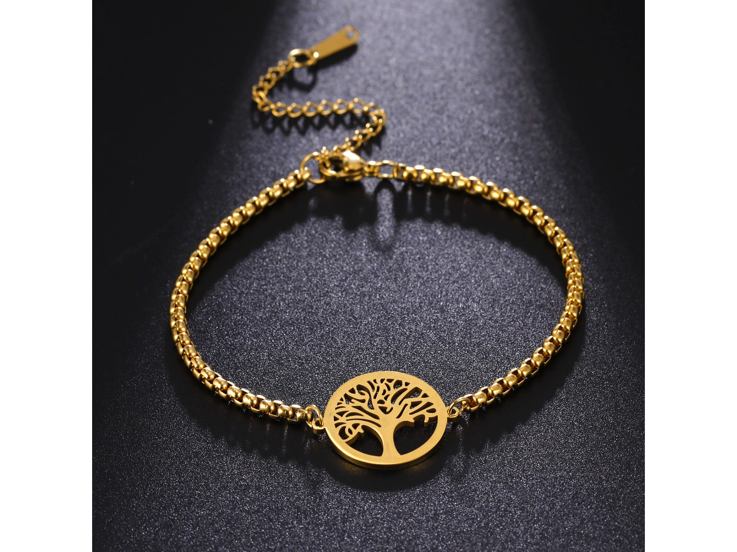 Pulsera Arbol de la Vida Dorado Acero 4