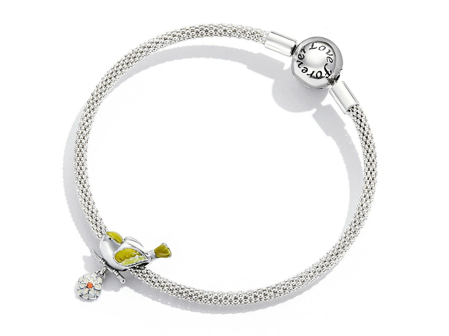 Charm Dije Plata 925 Pajaro Ave Amarillo en Flor 3