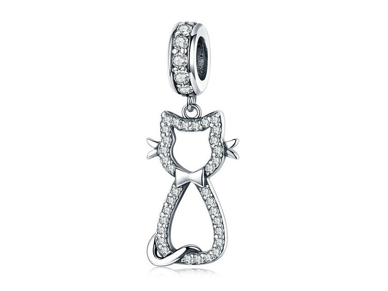 Charm Dije Plata 925 Gatito Feliz 1