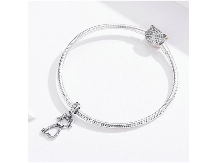 Charm Dije Plata 925 Gatito Feliz 2