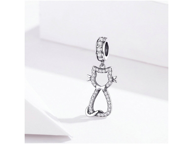 Charm Dije Plata 925 Gatito Feliz 3