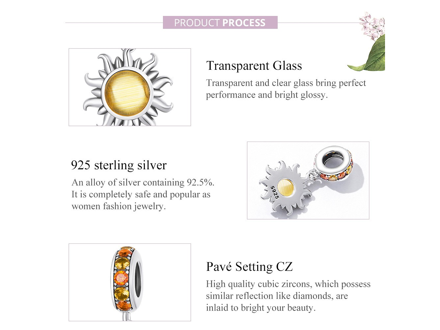 Charm Dije Plata 925 Sol Brillante  5