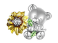 Charm Dije Plata 925 Osito con Girasol  - Miniatura 1