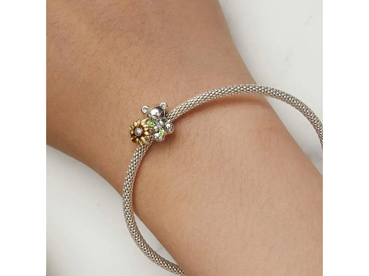 Charm Dije Plata 925 Osito con Girasol  2