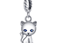 Charm Dije Plata 925 Gatito Ojos Azules  - Miniatura 1