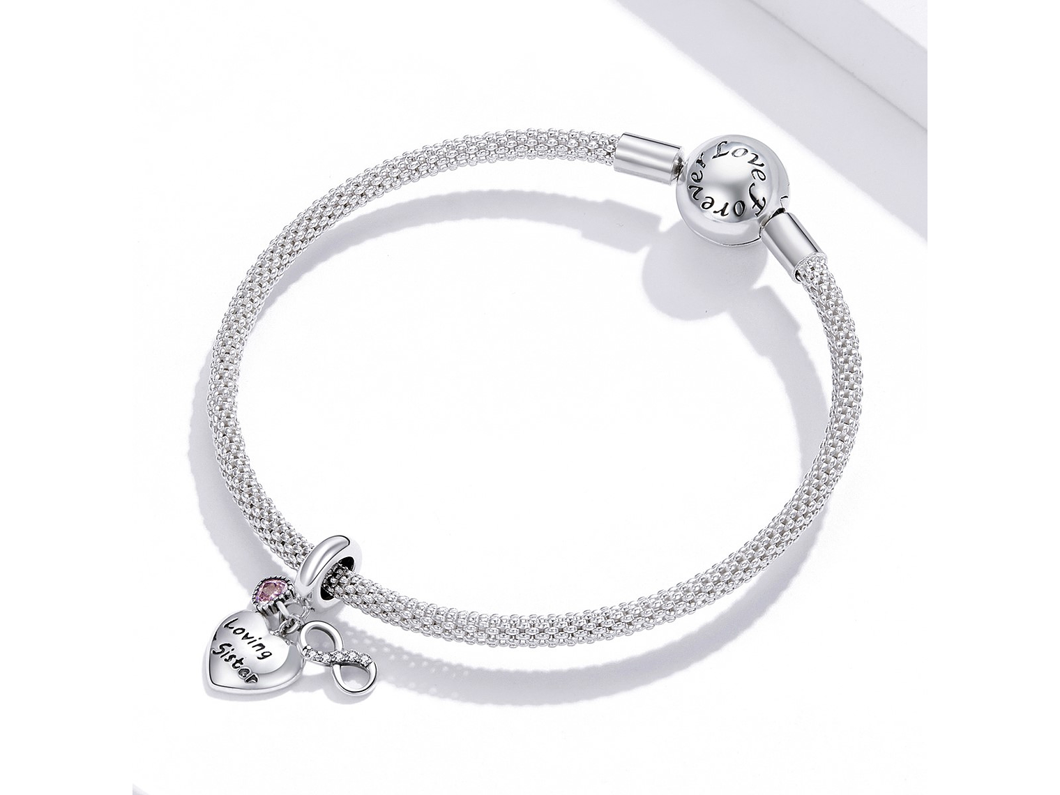 Charm Dije Plata 925 Corazon Loving Sister Infinito 2