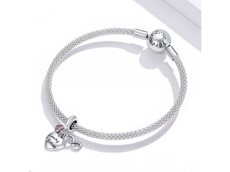 Charm Dije Plata 925 Corazon Loving Sister Infinito 2