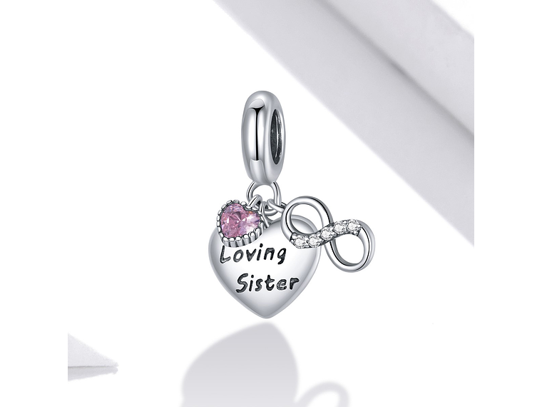 Charm Dije Plata 925 Corazon Loving Sister Infinito 4