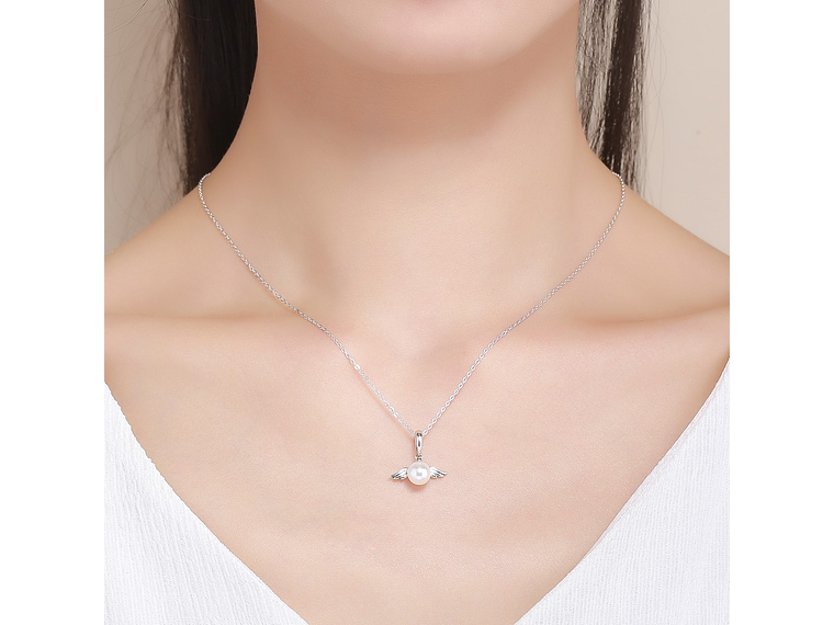 Charm Dije Plata 925 Alas de Angel Perla 4