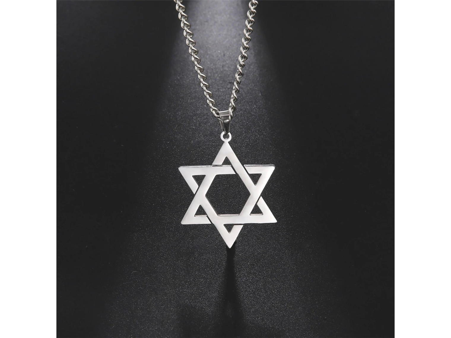 Colgante Collar Estrella David Acero Plateado 2