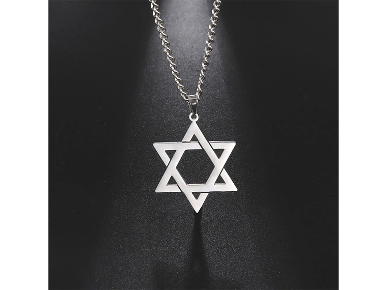 Colgante Collar Estrella David Acero Plateado 2