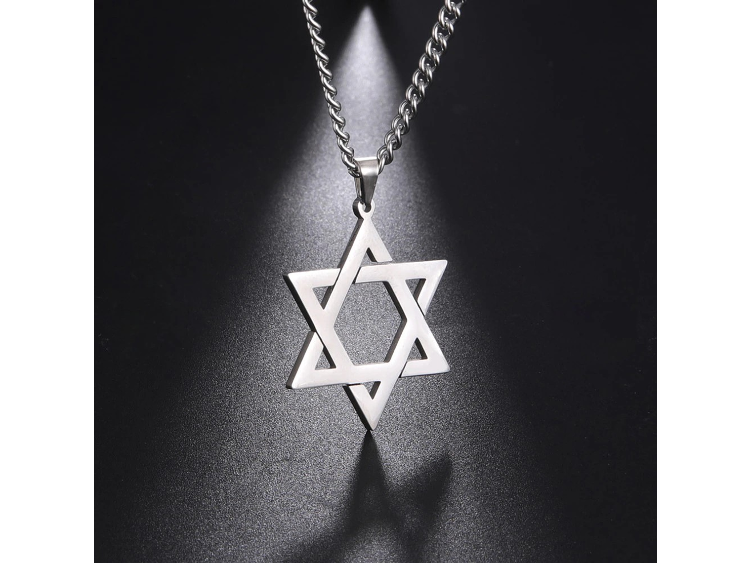 Colgante Collar Estrella David Acero Plateado 4