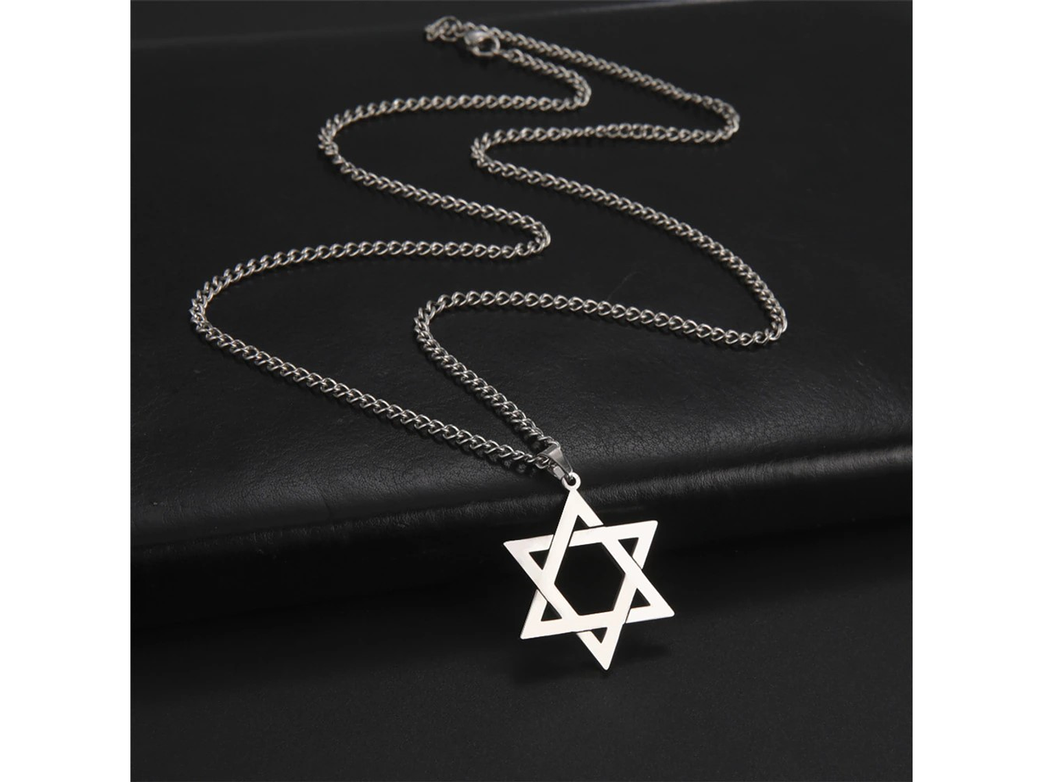 Colgante Collar Estrella David Acero Plateado 5