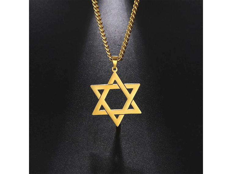 Colgante Collar Estrella David Acero Dorado 2