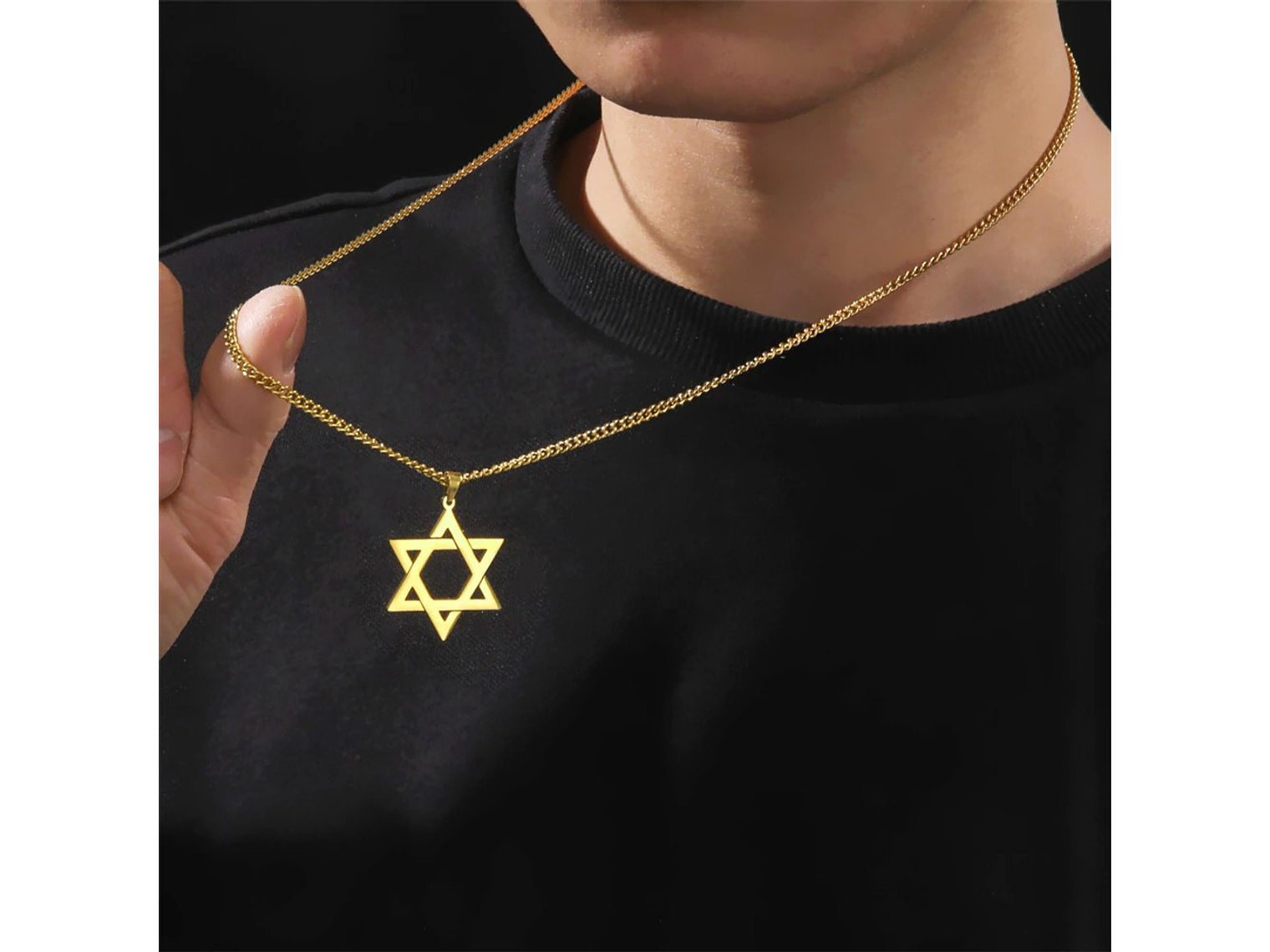 Colgante Collar Estrella David Acero Dorado 3