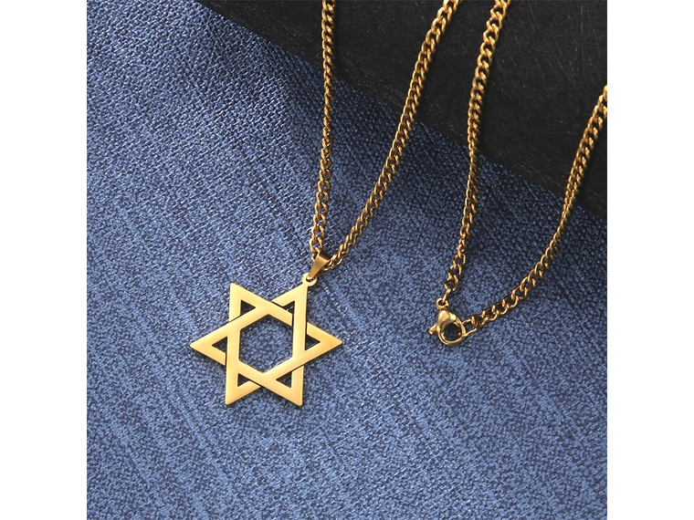 Colgante Collar Estrella David Acero Dorado 5