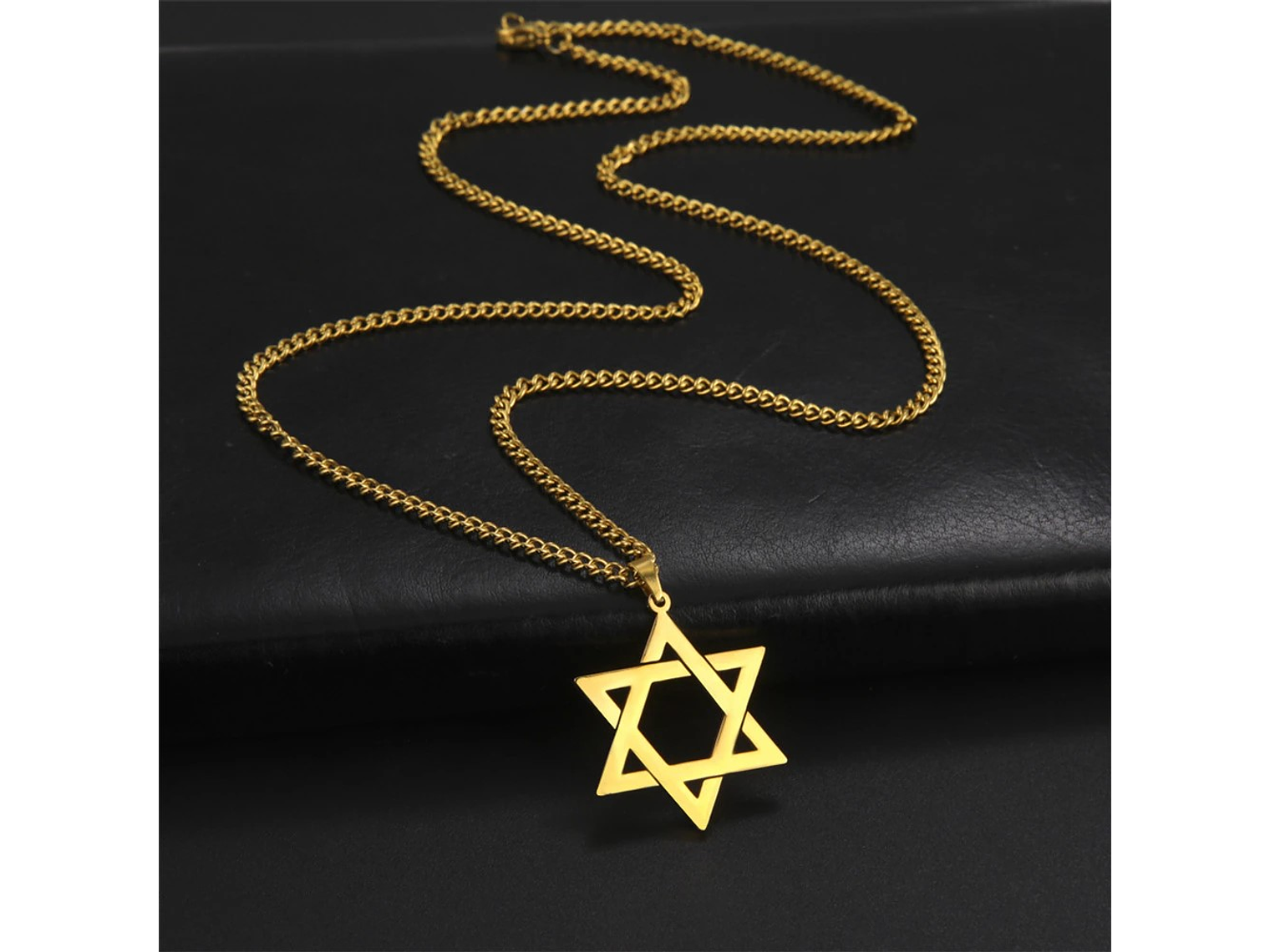 Colgante Collar Estrella David Acero Dorado 6