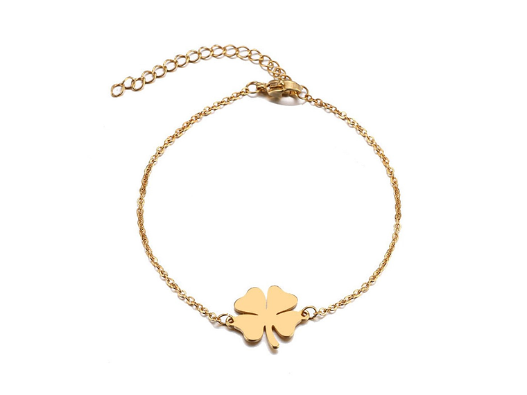 Pulsera Trebol de La Suerte Dorada Acero 1