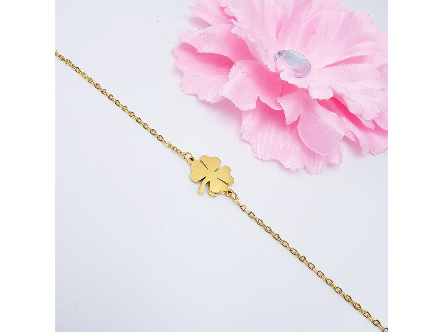 Pulsera Trebol de La Suerte Dorada Acero 3