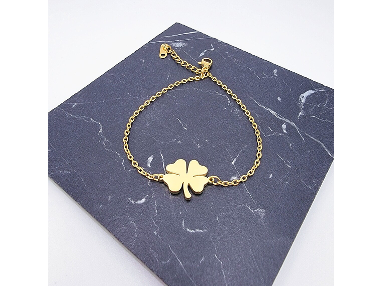 Pulsera Trebol de La Suerte Dorada Acero 4