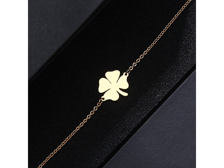 Pulsera Trebol de La Suerte Dorada Acero 5