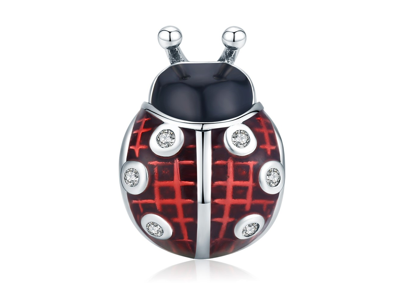 Charm Dije Plata 925 Mariquita Roja con Negro 1