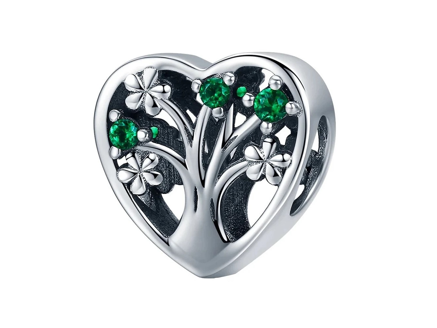 Charm Dije Plata 925 Corazon Arbol Verde 1