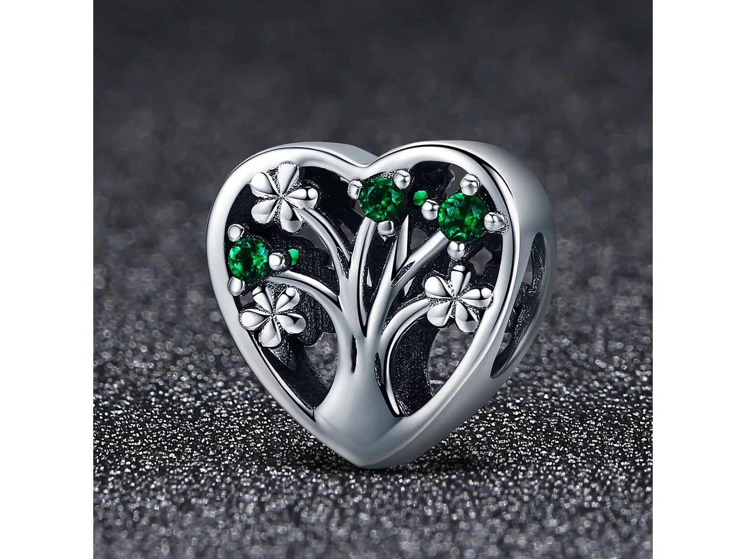 Charm Dije Plata 925 Corazon Arbol Verde 4