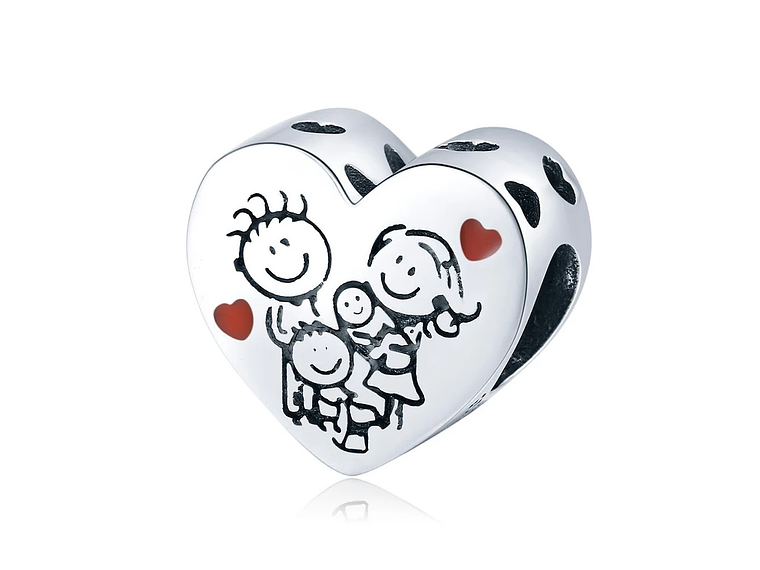 Charm Dije Plata 925 Corazon Familia Love 1