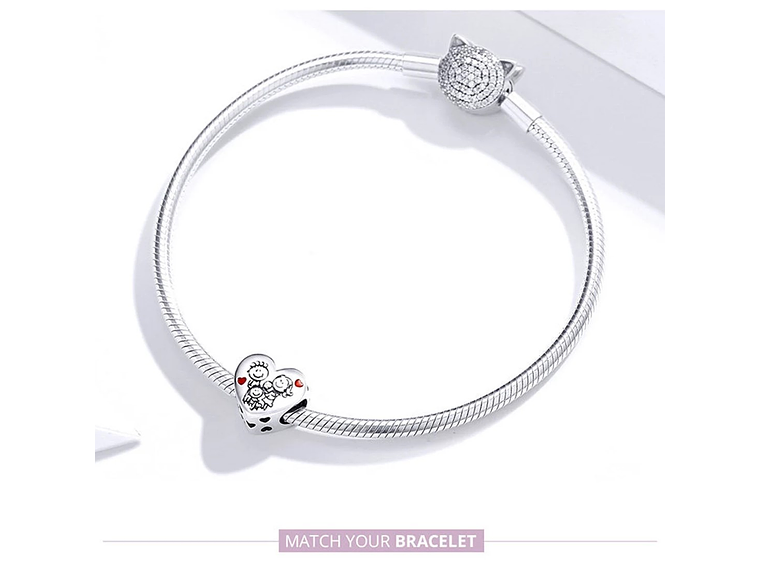Charm Dije Plata 925 Corazon Familia Love 2