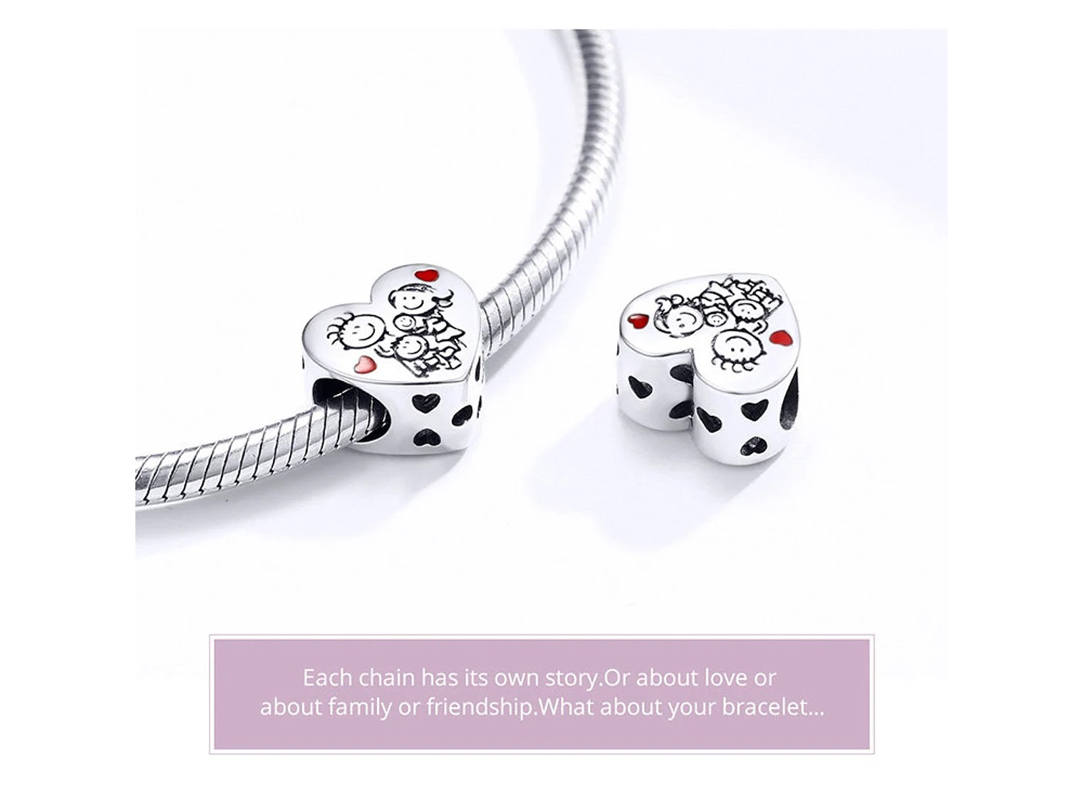 Charm Dije Plata 925 Corazon Familia Love 3