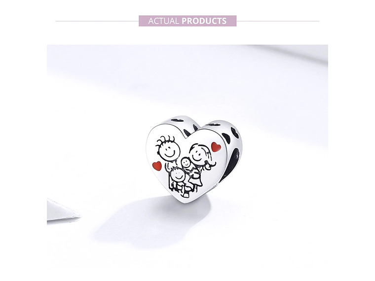 Charm Dije Plata 925 Corazon Familia Love 4