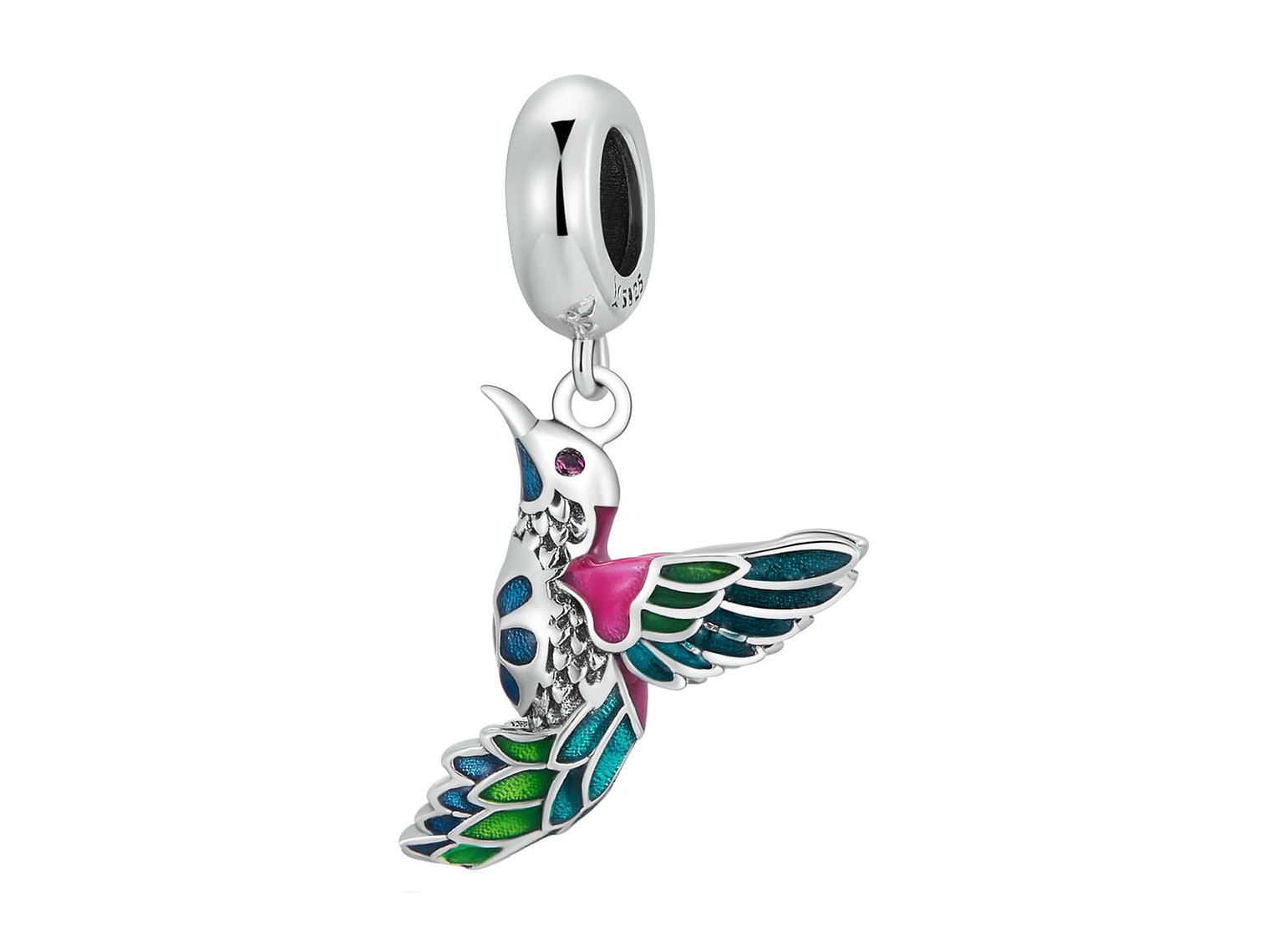 Charm Dije Plata 925 Colibri Ave Multicolor Pajaro 1