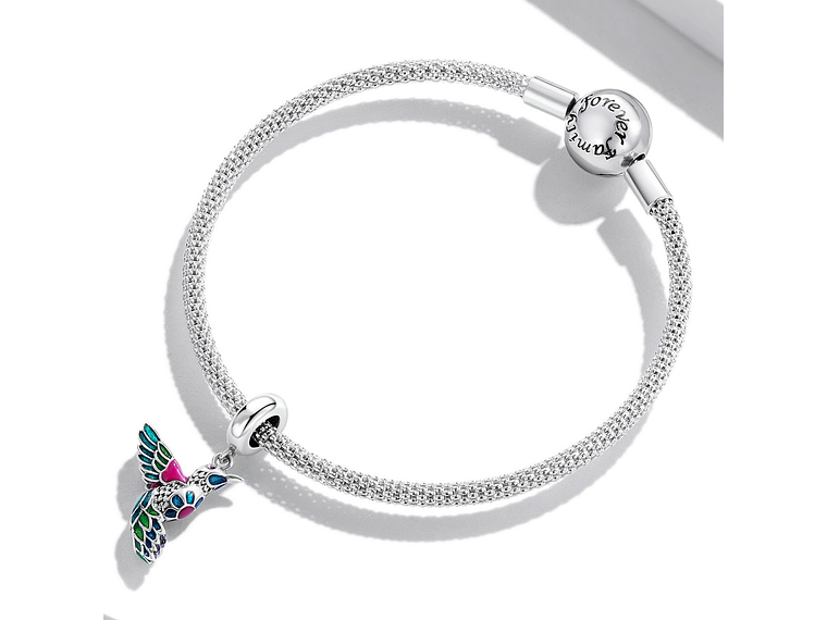 Charm Dije Plata 925 Colibri Ave Multicolor Pajaro 2