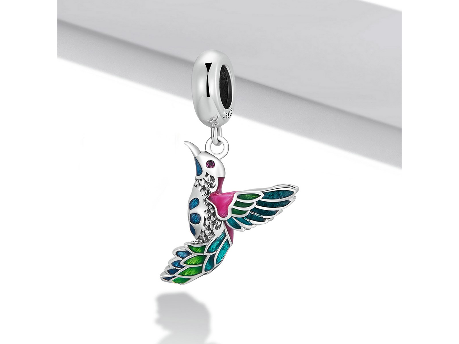 Charm Dije Plata 925 Colibri Ave Multicolor Pajaro 3