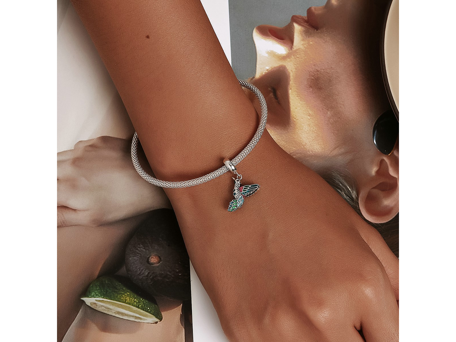 Charm Dije Plata 925 Colibri Ave Multicolor Pajaro 5