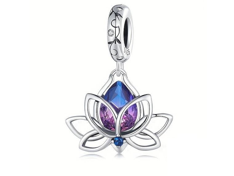 Charm Dije Plata Flor De loto Cristal Tornasol 1