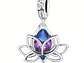Charm Dije Plata Flor De loto Cristal Tornasol - Miniatura 1