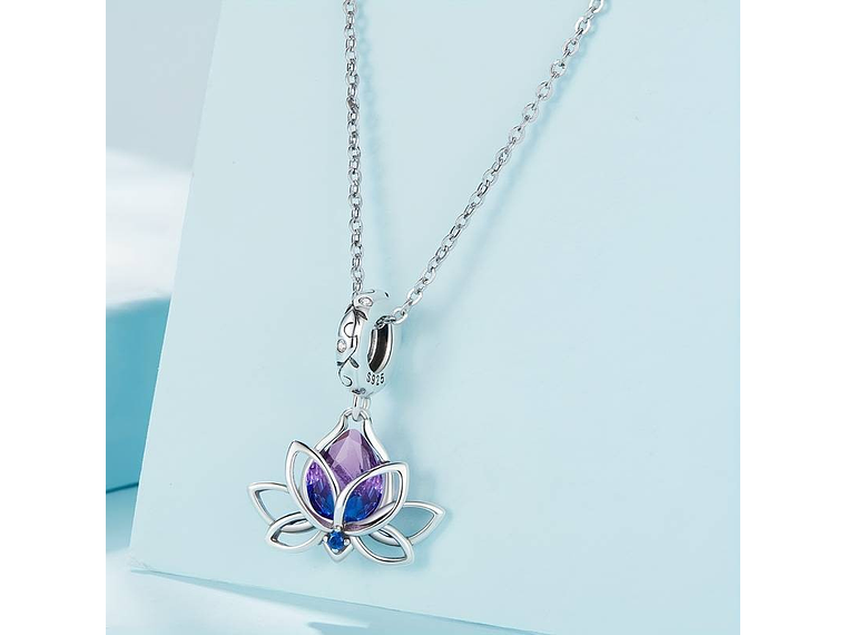 Charm Dije Plata Flor De loto Cristal Tornasol 5