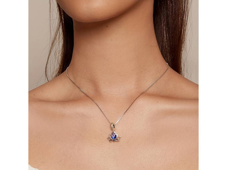 Charm Dije Plata Flor De loto Cristal Tornasol 6