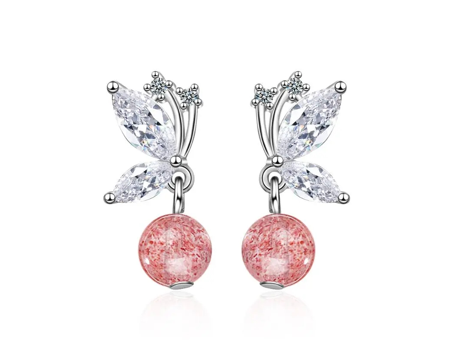 Aros Mariposa Bolita Rosada 1