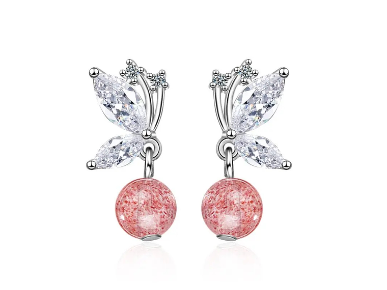 Aros Mariposa Bolita Rosada 1