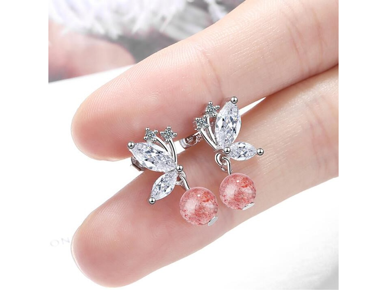 Aros Mariposa Bolita Rosada 4