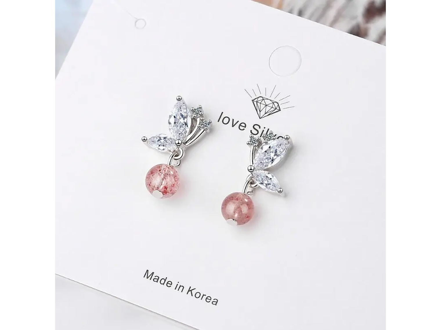 Aros Mariposa Bolita Rosada 5