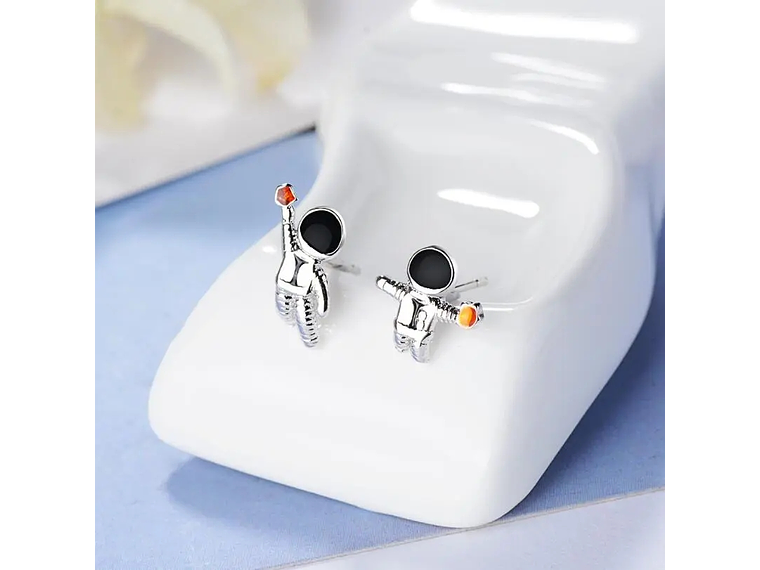 Aros Asimetricos Astronautas Plateado 4