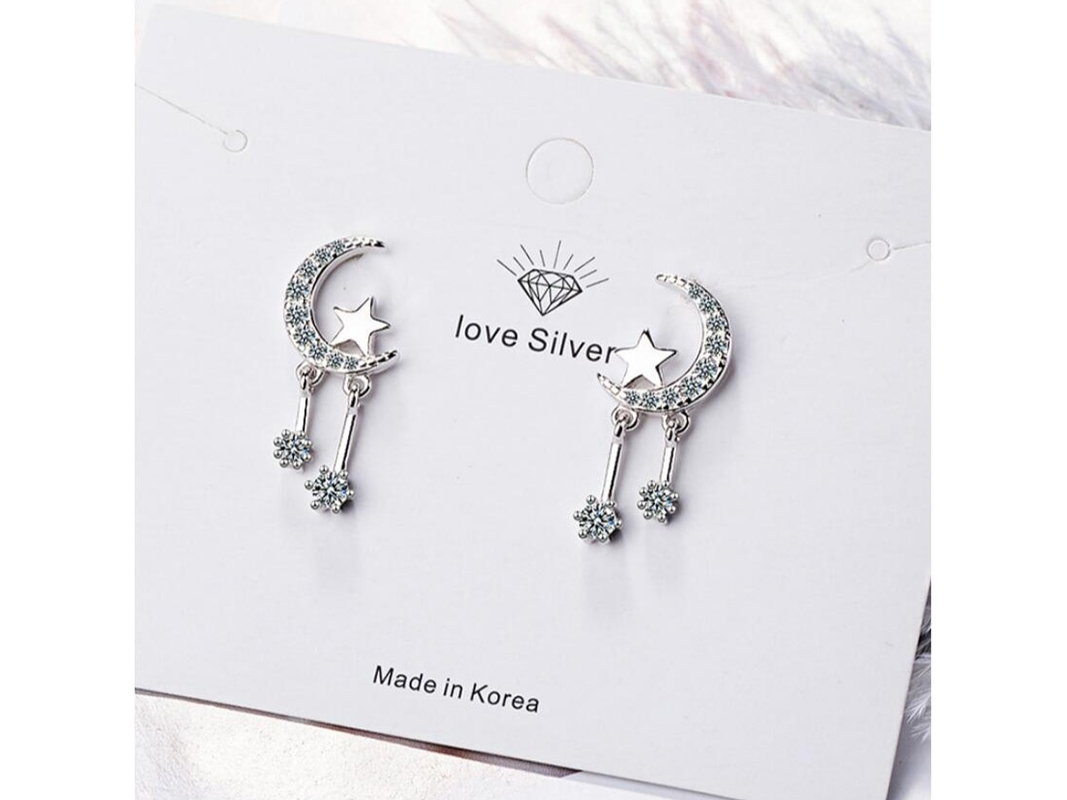 Aros Luna Circones y Estrellas Plateado 3